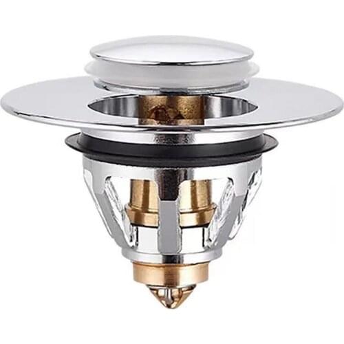 Wash Basin Bounce Drain Filter Bullet Core Push Type Sink Stopper Sink Accessory Sink Drain Plug with Anti-Clogging Strainer