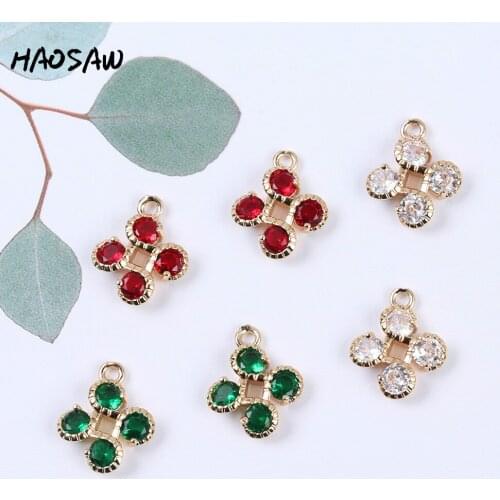 HAOSAW 14*16MM 4Pcs/Lot Crystal Charms/Square Loop/Colored Stone/Earrings Charms/Hand Made/Earring Findings/DIY Making