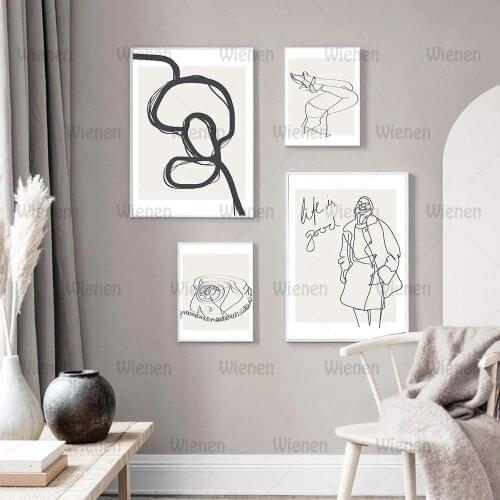 Canvas Painting Life Is Good Body Line Poster Nordic Decorat Picture Wall Art Print Minimalist Line Art Scandinavian Home Decor