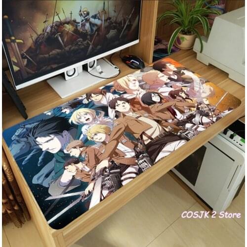 Anime Attack on Titan Eren Jäger Rival Ackerman Erwin Smith Mouse Pad Thicken Laptop Game Mice Mat Desk Pad Anti-Slip Playmat