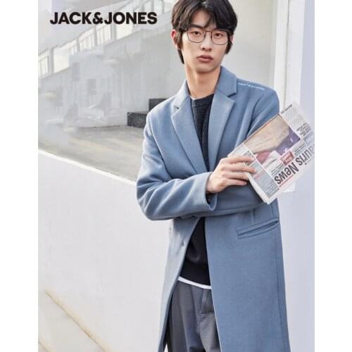 JackJones Mens Woolen Overcoat Male Business Casual Regular fit Mid-length Woolen Overcoat | 220427018