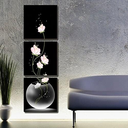 Btf 3PCS Canvas Modern Wall Painting Purple Pink Blue Flower Home Decoration Art Picture Paint on Canvas Prints