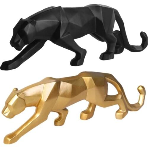 Geometric Angular Cheetah Desktop Ornaments Creative Resin Statues Home Desk Craftwork Bedroom Decor Toys Living Room N0PA