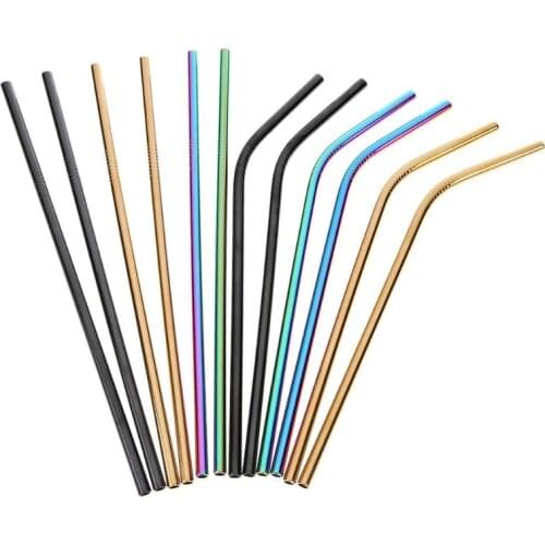 Stainless Steel Drinking Straws Reusable Drinking Straw with Cleaner Brushes Party Bar Kitchen Drinking Accessories
