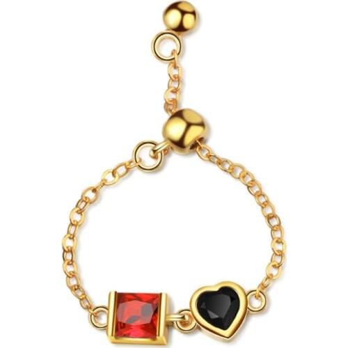 New Heart Zircon Adjustable Chain Rings For Women Jewelry Personality Party Gift Rings Anillos SAR71