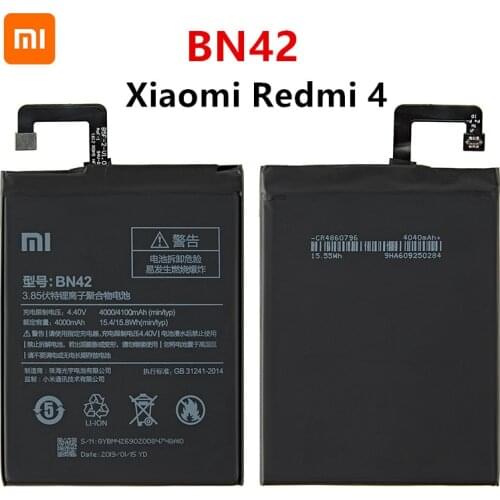 Xiao mi 100% Orginal BN42 4100mAh Battery For Xiaomi Hongmi Redmi 4 BN42 High Quality Phone Replacement Batteries