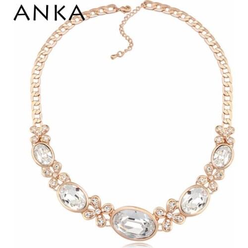 ANKA Rushed Trendy Colar Hot Sale Flower Pendant Necklace Main Stone Crystals from Austria #115848
