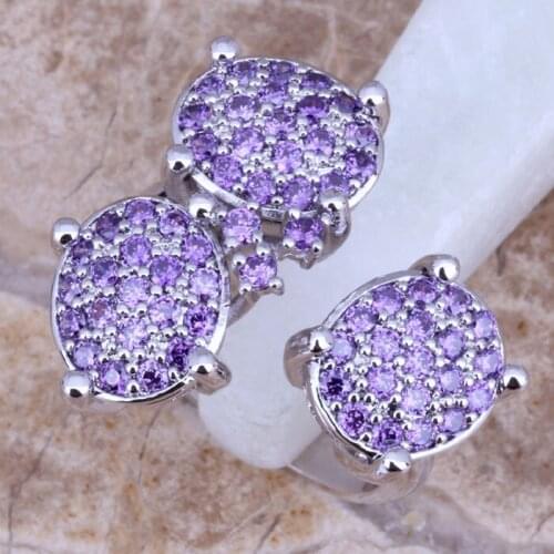 Heavenly Purple Cubic Zirconia Silver Plated Ring Size 6 / 7 / 8 / 9 E255