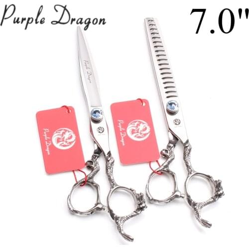 7" 19.5cm JP 440C Purple Dragon Grooming-for-dog Cutting Shears Thinning Scissors Professional Hair Scissors Styling Tool Z9006