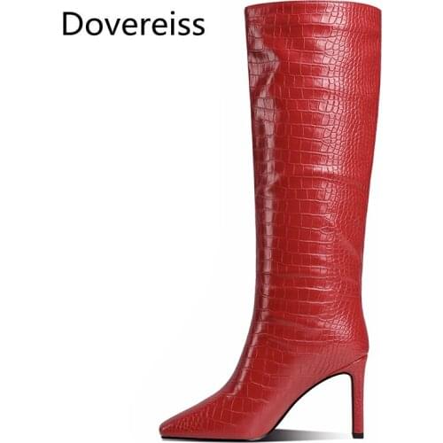 Winter For Woman New Fashion Sexy Consice Pure color Red Green White New Block heels Chunky Heels Knee high boots 34-43