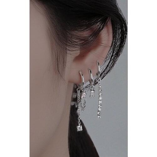 A Girl' lPrevent allergy Asymmetry Charm Drop Earrings for Women Girl Wedding Gifts Jewelry Rectangle CZ pendientes