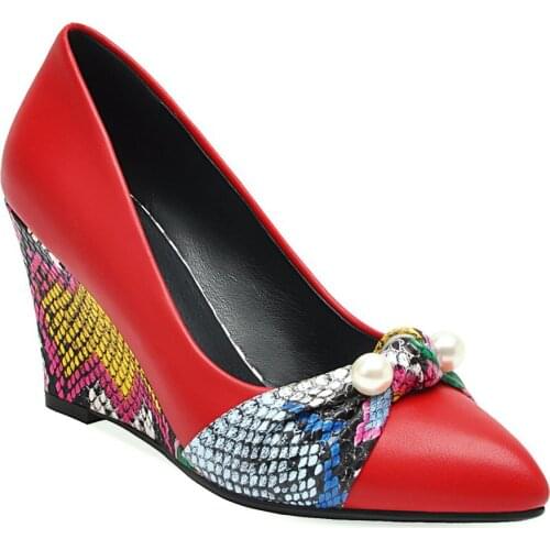 Age season fashion pointed shoes 2019 new high-heeled wedge tip 33-43 yards shallow single shoes