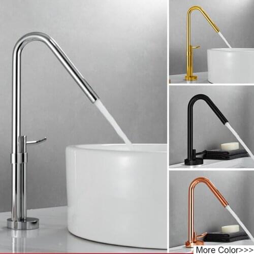 Chrome / Rose Golden Washroom Basin Faucet Hot&Cold Water Mixer Value Deck Mounted Crane Tap 360° Rotation Faucets Single Handle