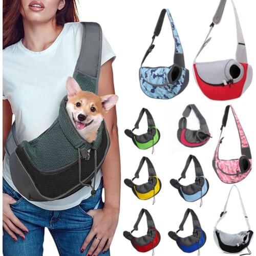 Breathable Pet Dog Carrier Outdoor Travel Handbag Pouch Mesh Oxford Single Shoulder Bag Sling Comfort Travel Tote Shoulder Bag