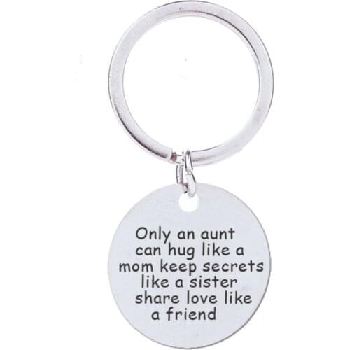 X New style stainless steel keychain Thanksgiving l gift family aunt like a mom pendant accessories wholesale