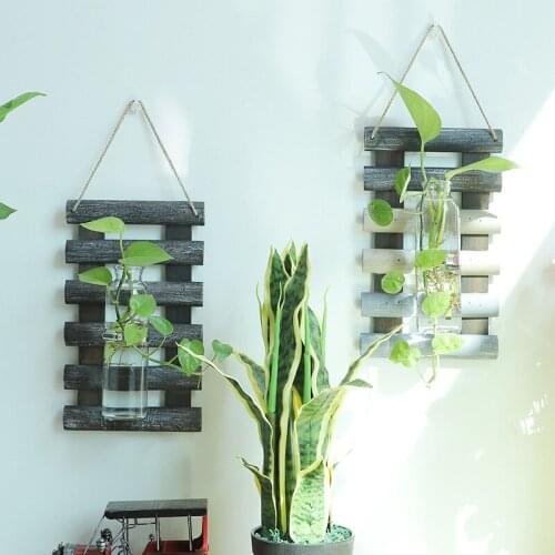 Plant Hydroponics Vase Wall Hanging American Country Wooden Wall Decoration for Living Room