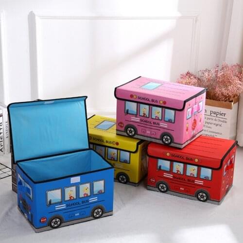 Folding Storage Bins Toy Glove Compartment Square Basket Cartoon Car Box Multicolor Durable Non-woven Film Yellow Space Saving