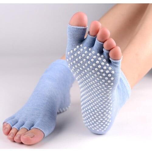 Women Yoga Socks Anti-slip Five Fingers Dance Socks Ballet Gym Fitness Dots Pilates Fitness Gym Socks Ladies Sports Socks