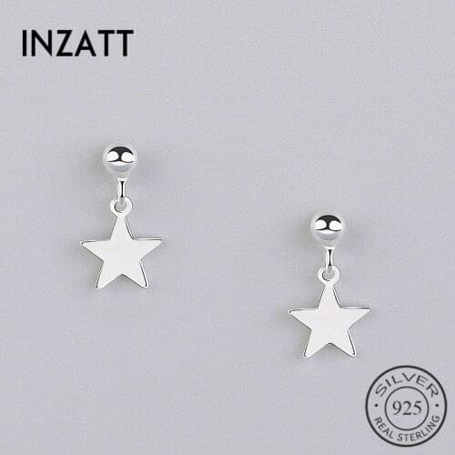 INZATT Authentic 925 Sterling Silver Minimalist Star Drop Earrings Fine Jewelry For Women Anniversary Party Fashion Accessories