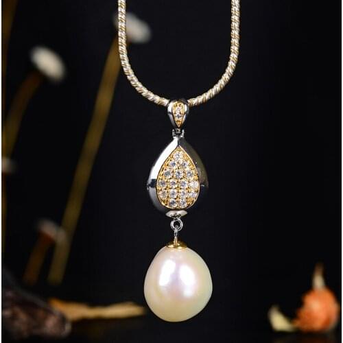 Retro Thai Silver New Creative Jewelry Wholesale S925 Sterling Silver Inlaid Pearl Natural Baroque Womens Pendant