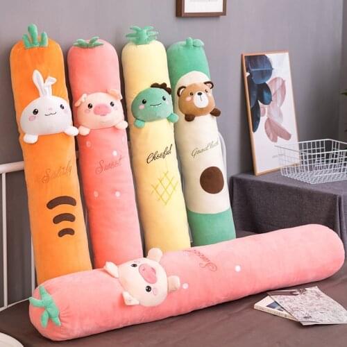 1pc 100/140CM Kawaii Fruit Long Pillow Lovely Plush Toys Turn to Dinosaur Pig Rabbit Dolls Sleeping Cushion for Children Girls