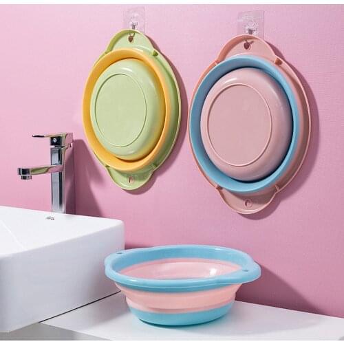 1pc Portable Folding Bucket Washbasin Collapsible Household Hanging Basin Portable Tub for Home Travel Cleaning Supplies