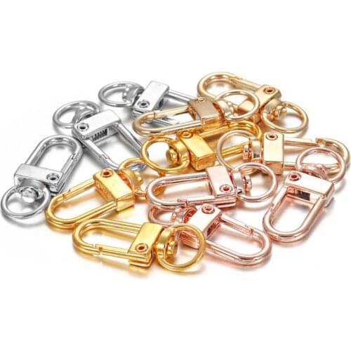 10pcs/lot 12x33mm Rotating Dog Buckle Gold Rhodium Metal Lobster Clasps Hooks