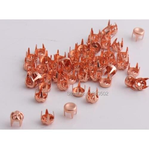100pcs /lot 5*6mm rose gold color garment rivets Claw nail leather backpack bag decoration