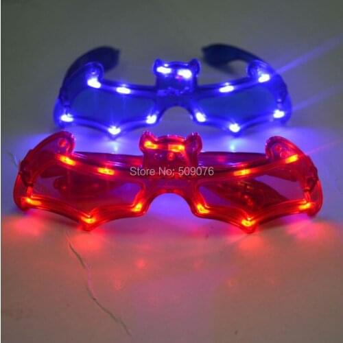 24pcs/lot led halloween eyeglasses led bat glasses for scary halloween decorations event party supplies