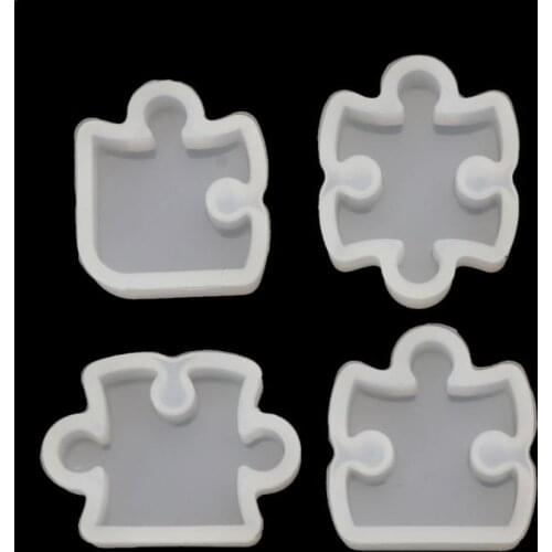 4Pcs Puzzle Gemstone Crystal Mold Silicone Mould DIY Jewelry Pendant Making Tool W0YA
