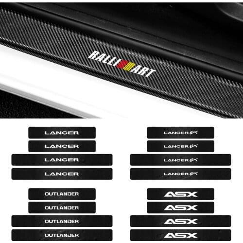 4pcs Carbon Fibre car Door Sill Plate Scuff Protection Sticker for Mitsubishi ASX Lancer Pajero Outlander L200 EVO Ralliart Etc