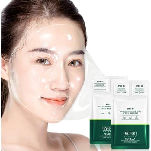 5pcs 3in1 Centella Asiatica Face Mask Soothing Mask Gently Soften Skin Moisturizes Collagen Sleeping Mask Cream Facial Skin Care