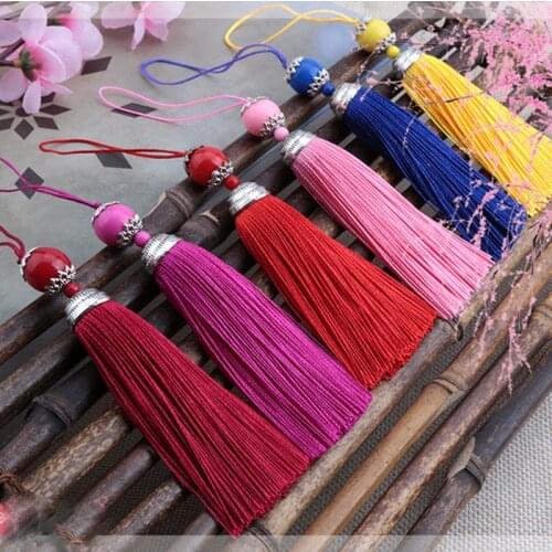 5pcs/lot Bohemia Earring Dangle Tassel Charms 10cm Long Smooth Polyester Colorful Pendant Brush Fringes DIY Jewelry Accessories