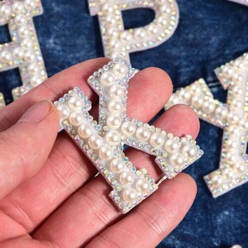 A-Z Rhinestone English Letter Alphabet Sew Iron on Patch Badge 3D Handmade Letter Patches Bag Hat Jeans Appliques Decoration DIY