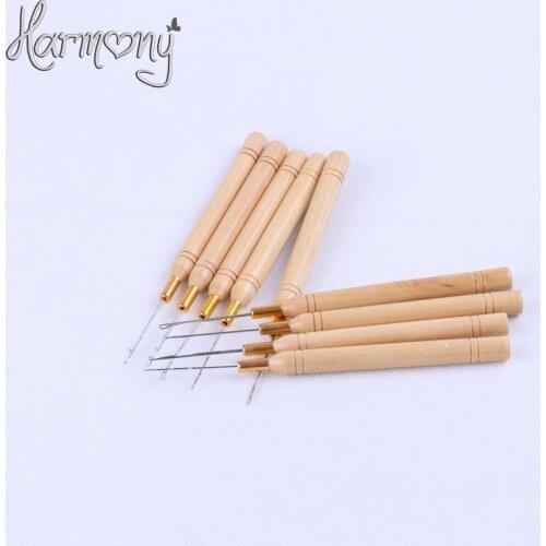 Free shipping! HARMONY Stock Wooden Handle Pulling Needle/Micro Rings/Loop Needle Hair Extensions Tools 80 PCS