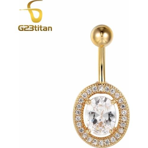 Big Crystal Classic Earrings for Navel Piercing Gold Surgical Steel Body Jewelry Piercing de umbigo Summer Jewelry