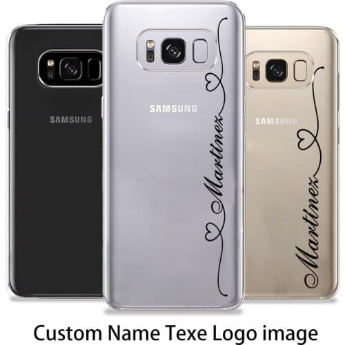 Custom Name Samsung Case For Samsung Galaxy S7 S8 S9 Plus S10 Note8 9 10 S20 S10e A50 Love line Transparent Case Boy Girl Gift