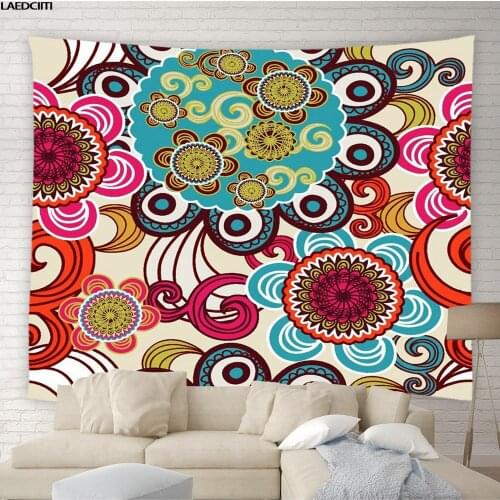 Mandala Flower Tapestry Color Hand Painted Bohemian Hippie Pattern Background Wall Hanging Cloth Living Room Bedroom Home Decor