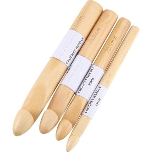 1Pcs15/20/25/30mm Wooden Crochet Hooks Knitting Needles Sewing Tool DIY Scarf Knitting Accessories Household Home Knitting Weave