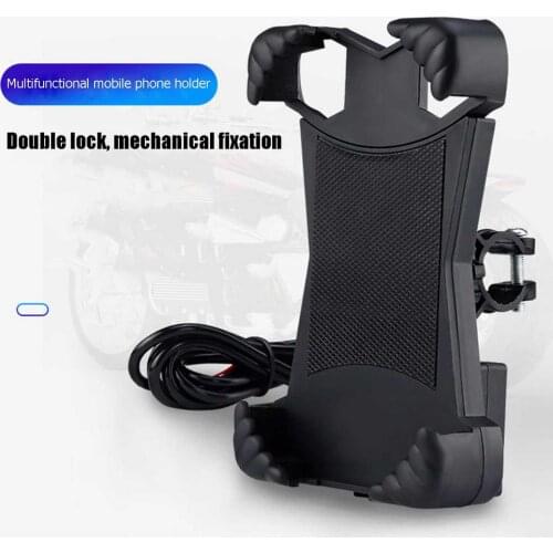 4.7-7 inch Phone Holder Motorcycle Charger Handlebar Bicycle Bracket Quick Charge USB Charger GPS Mount Bracket