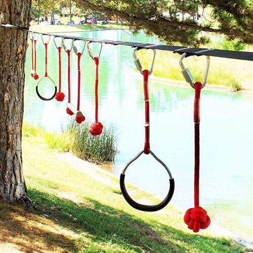 Childrens Ninja Rope Obstacles Sling Training Equipment Ring Monkey Pole Outdoor Physical Combination Slackline Bar Kit