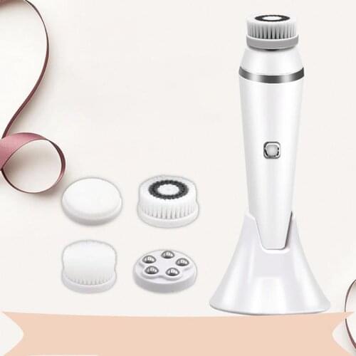 Electric Facial Cleansing Brush 4 in 1 Cleaning Brush Sonic Exfoliating Face Scrubber Brushes Kit Rechargeable Beauty Device
