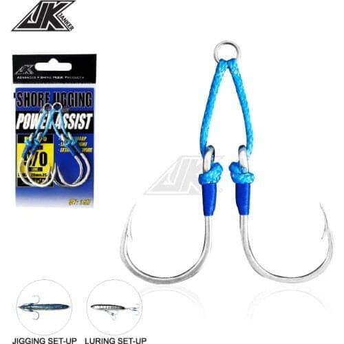 JK PAI Power Assist Double 1/0 3/0 5/0 7/0 9/0 11/0 Heavy Duty 4X Jigging Hooks Fishing Sea Tuna jigheads Fishing Accessories