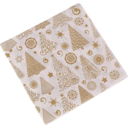 20PCS/set Square Christmas Paper Napkin Pocket Handkerchief For Home Xmas Table Decoration Festival Napkins Cloth