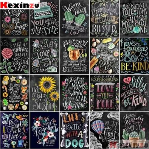 Kexinzu Diamond Embroidery Blackboard Drawing Diamond Painting Full Square Drill Handmade Gift Handicraft 5D DIY Home Decoration