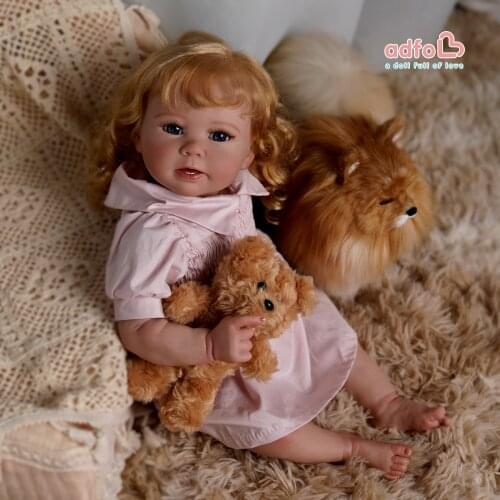 ADFO Reborn Baby Girl 55CM Realistic Doll Hair-Rooted Toddler Best Companion LoL Gift For Girls Handmade Vinyl Silicone Doll