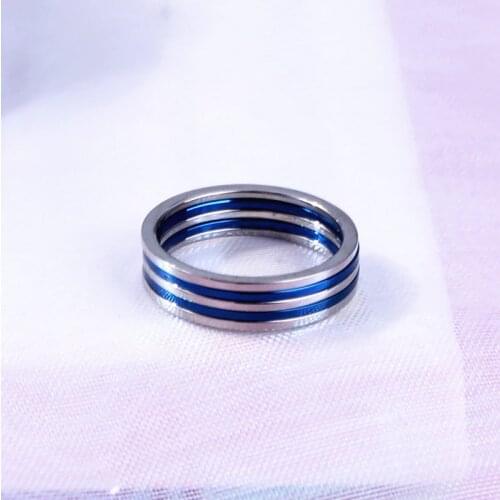 MANGOSKY 1MM New Punk Joint Brief Thin Titanium Finger Ring 5Pcs in lot Blue Silver 6 7 8 9# Wholesale Couples Tail Ring