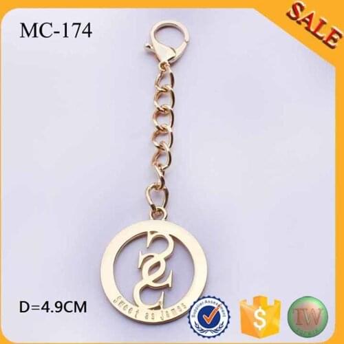 MC174 Spring Hook & Chain Hang Logo Custom Metal Tags And Labels For Handbags