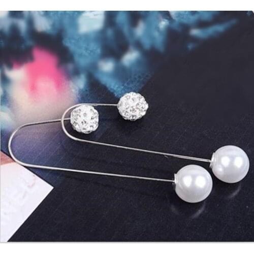 Fashion Elegant Simulated pearl earrings crystal ear hooks woman asymmetric earrings Cheap jewelery wholesale