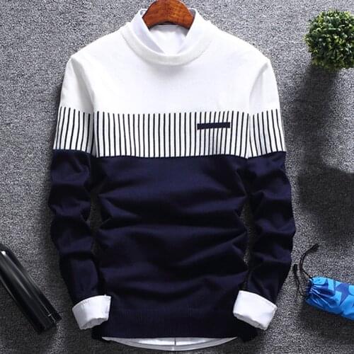 Mens Sweaters 2020 Autumn Winter New Knitted Sweater Men Long Sleeve Striped Sweaters Solid Slim Fit Men Pullover Sueter Hombre